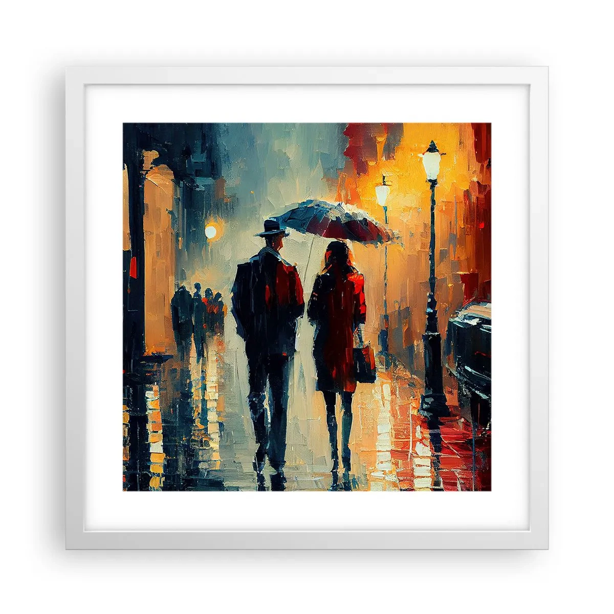 Póster en marco blanco - Historia de amor urbana - 40x40 cm