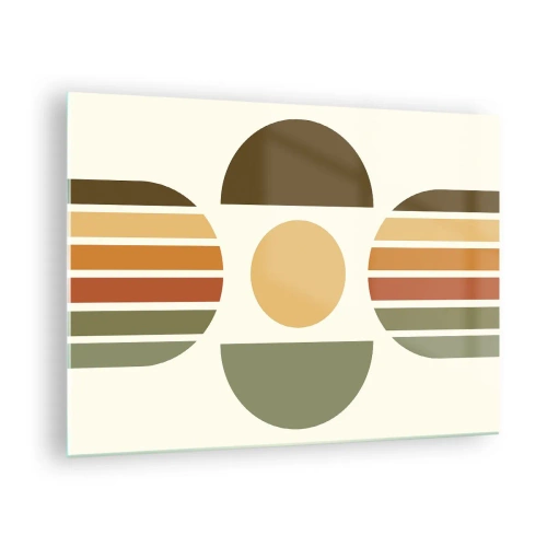 Cuadro sobre vidrio - Impresiones sobre Vidrio - Diseño geométrico abstracto con tonos terrosos y formas atrevidas. - 70x50cm - Los tonos de la tierra - Decoración de pared moderna para salón y dormitorio ARTTOR