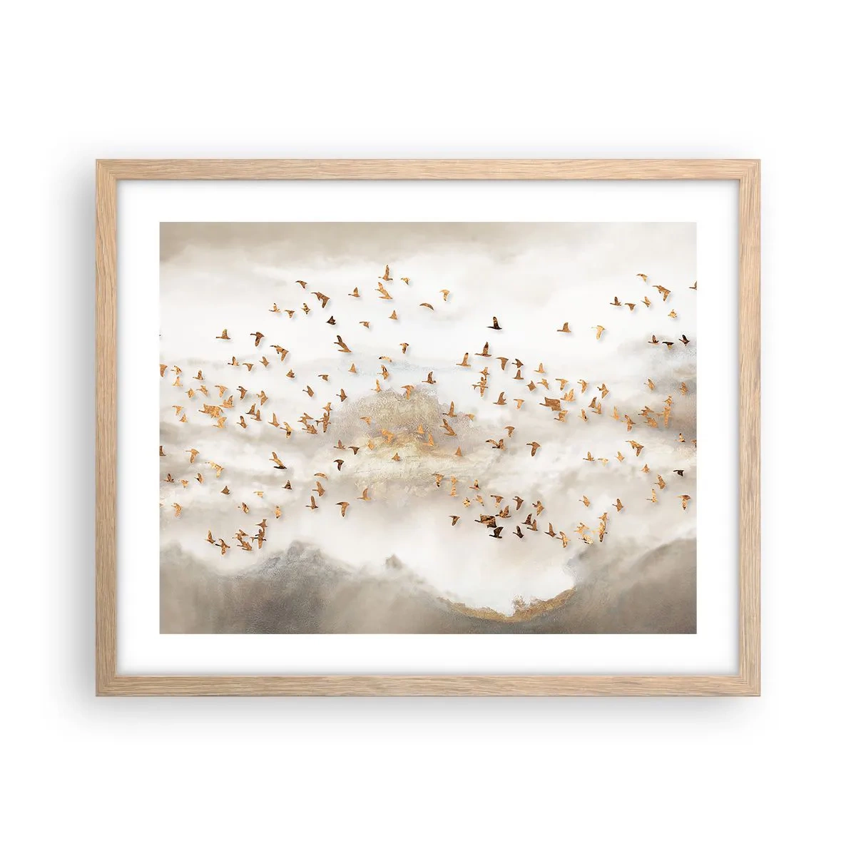 Póster en marco roble claro - Es hora... - 50x40 cm