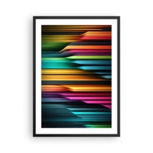 Póster en marco negro - Rayas de colores en un estilo futurista. - 50x70cm - Órgano luminoso - Decoración de pared moderna para salón y dormitorio ARTTOR