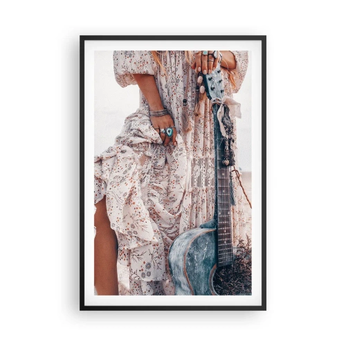 Póster en marco negro - Una flor en el camino - 61x91 cm
