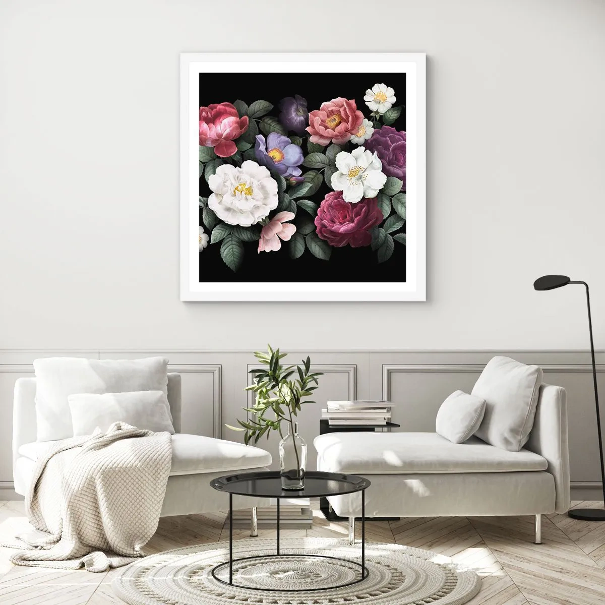 Póster en marco blanco - De un jardín inglés - 30x30 cm