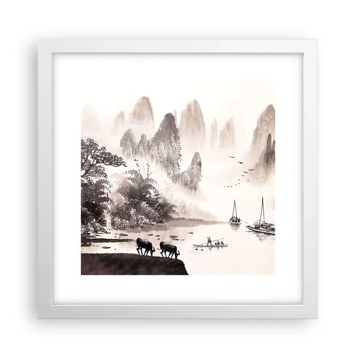Póster en marco blanco - La exótica vida cotidiana de Oriente - 30x30 cm