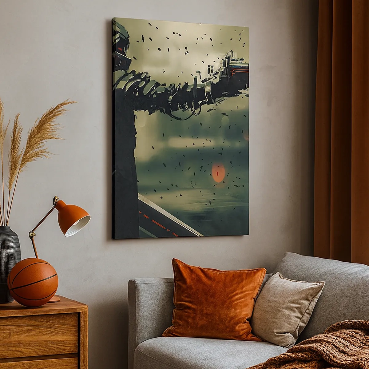 Cuadro sobre lienzo - Impresión de Imagen - Guerrero cibernético con armamento futurista. - 50x70cm - Arma letal: tu propio Terminator - Decoración de pared moderna para salón y dormitorio ARTTOR