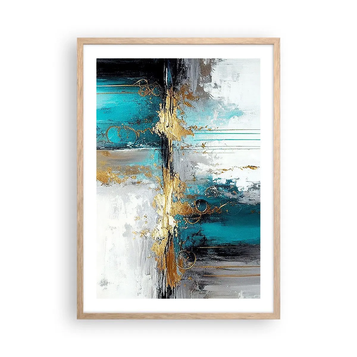 Póster en marco roble claro - Todo fluye - 50x70 cm