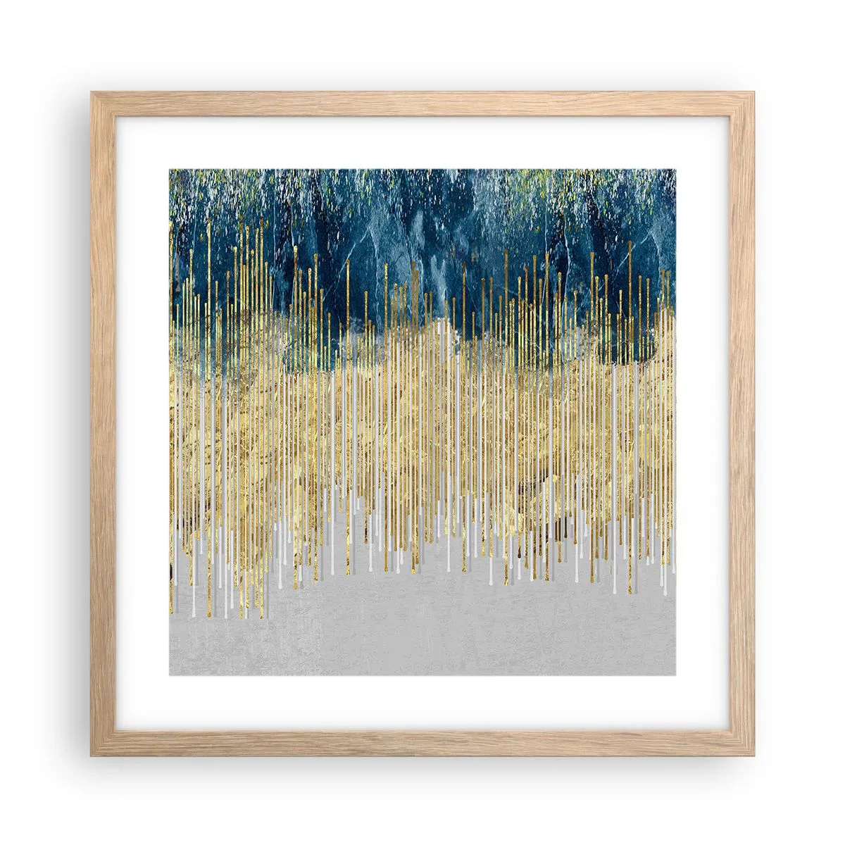 Póster en marco roble claro - Frontera de líneas doradas - 40x40 cm
