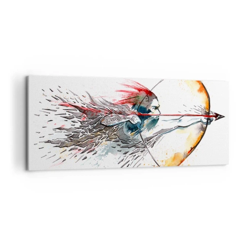 Cuadro sobre lienzo - Impresión de Imagen - Guerrero mítico con arco de fuego - 100x40 cm