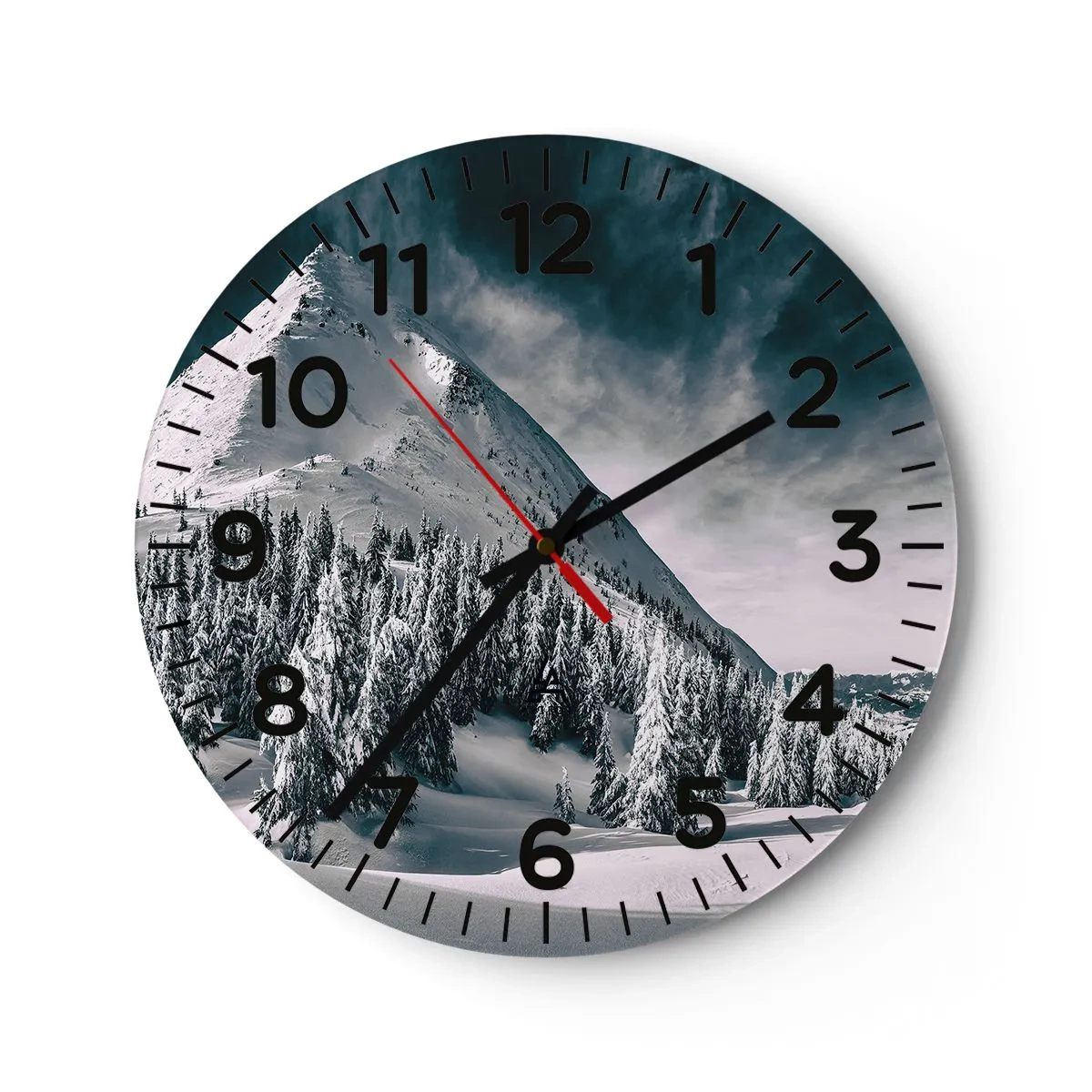 Reloj de pared - Reloj de vidrio - Tierra de nieve y hielo - 40x40 cm