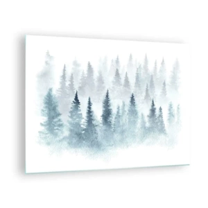 Cuadro sobre vidrio - Impresiones sobre Vidrio - Bosque de bambú envuelto en niebla - 70x50cm - Envuelto en la niebla - Decoración de pared moderna para salón y dormitorio ARTTOR