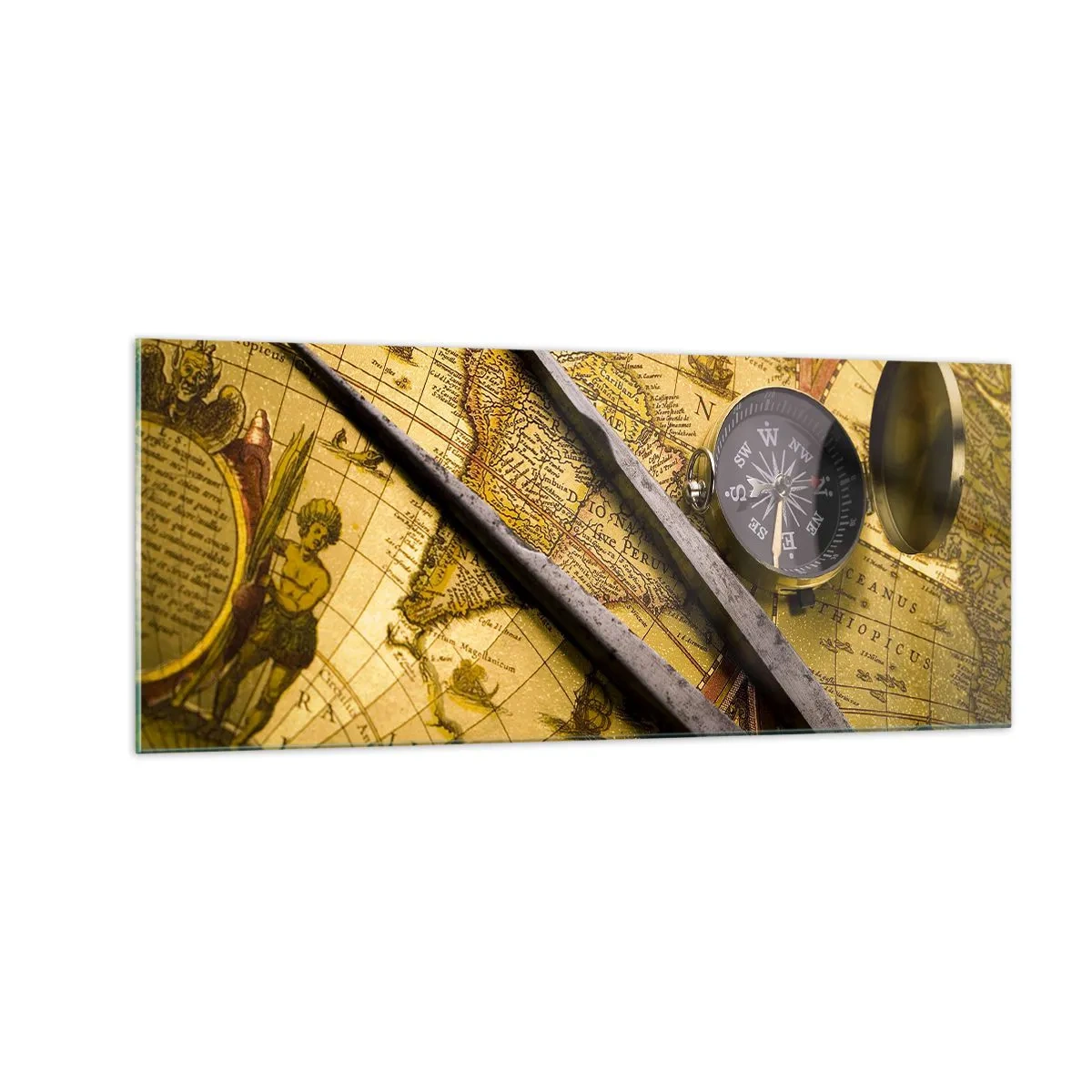 Cuadro sobre vidrio - Impresiones sobre Vidrio - ¿Dónde están los tesoros? - 100x40 cm