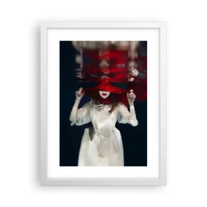 Póster en marco blanco - Blanco y rojo - 30x40 cm