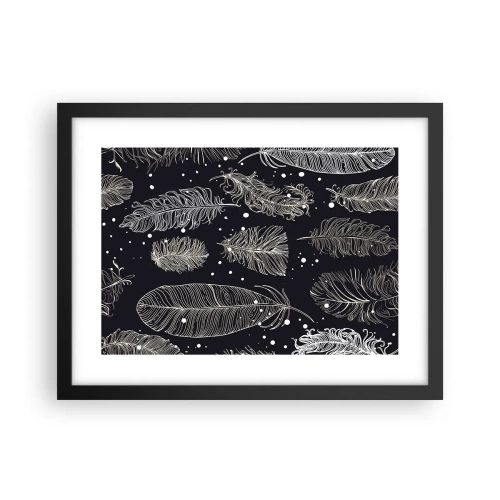 Póster en marco negro - Encaje de plumas - 40x30 cm