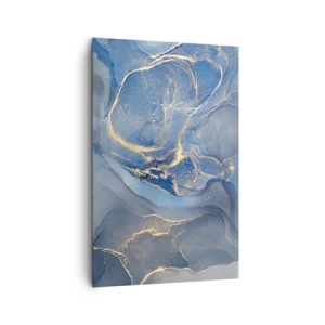 Cuadro sobre lienzo - Impresión de Imagen - Patrones abstractos azules con acentos dorados - 80x120cm - Polvo de oro - Decoración de pared moderna para salón y dormitorio ARTTOR