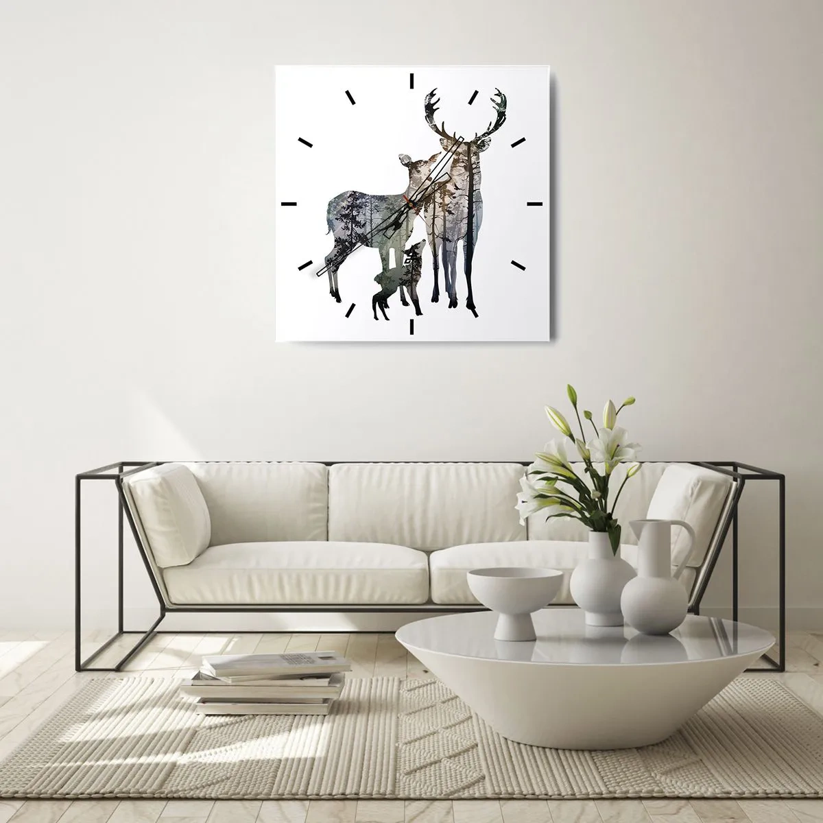 Reloj de pared - Reloj de vidrio - Fotografía familiar - 40x40 cm