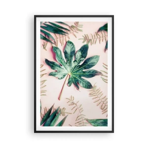 Póster en marco negro - Estudio de vegetación sobre fondo rosa - 61x91 cm
