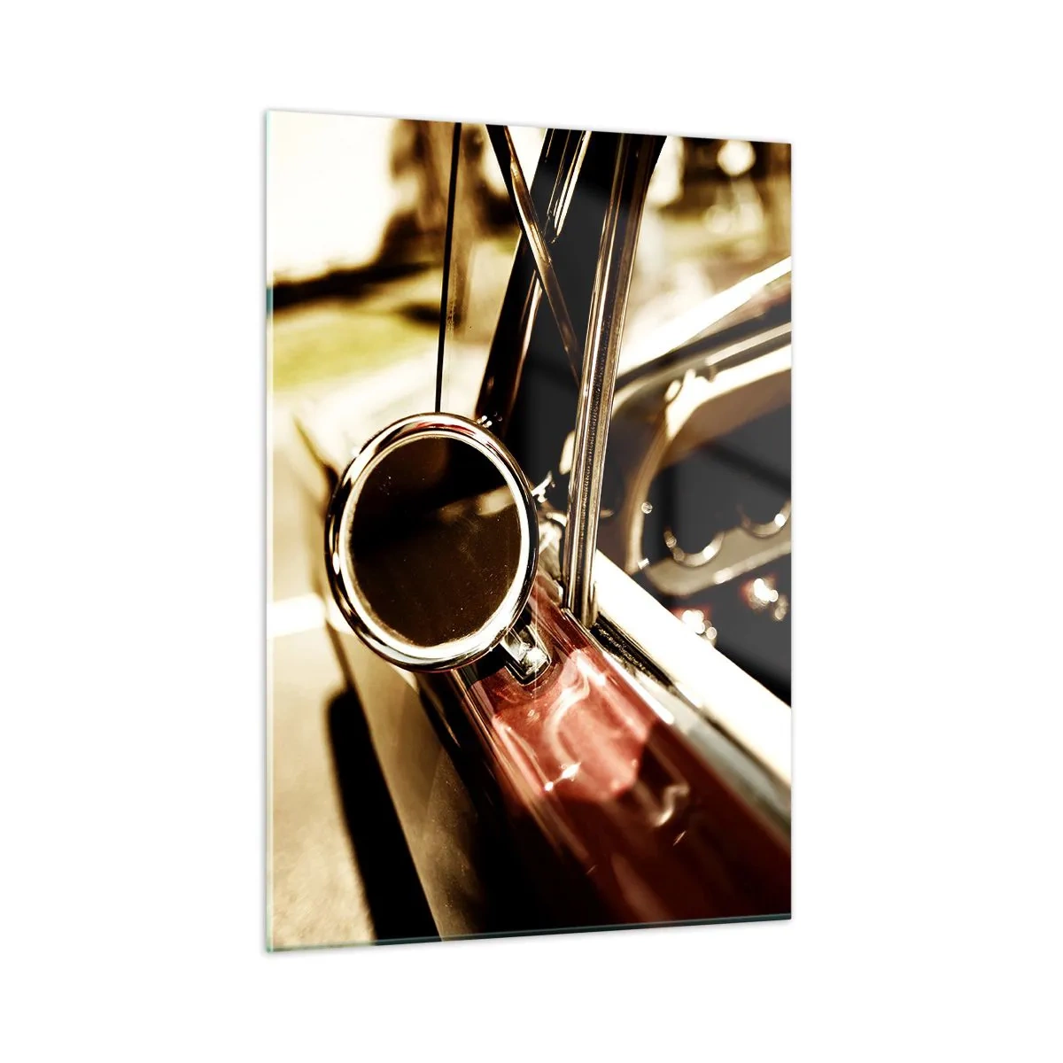 Cuadro sobre vidrio - Impresiones sobre Vidrio - Interior de coche clásico en estilo retro - 50x70cm - Un coche con alma - Decoración de pared moderna para salón y dormitorio ARTTOR