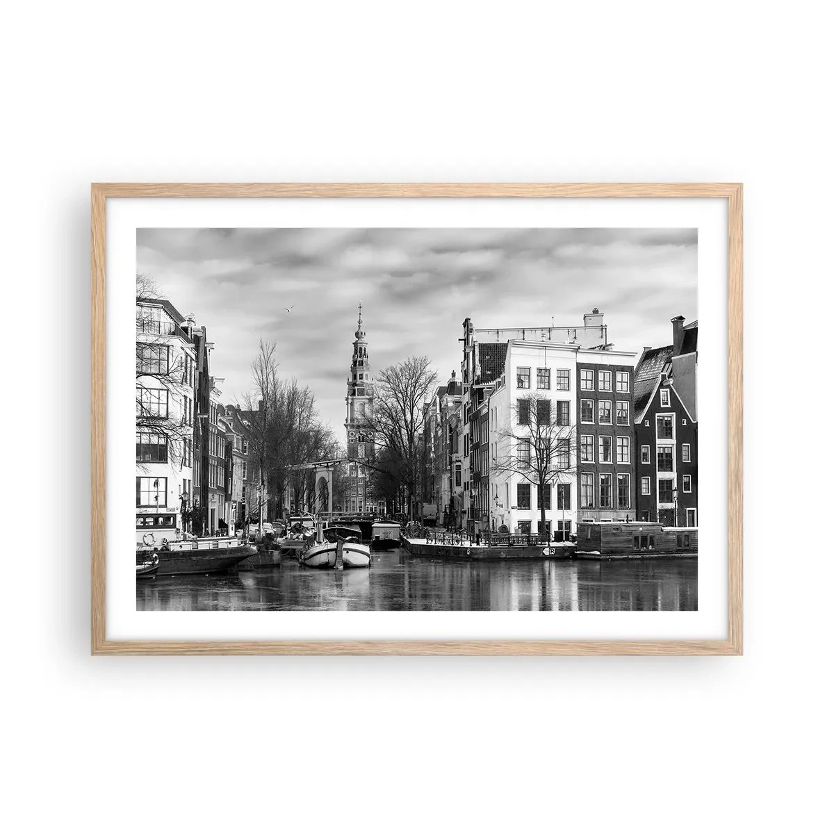Póster en marco roble claro - Ambiente de Ámsterdam - 70x50 cm