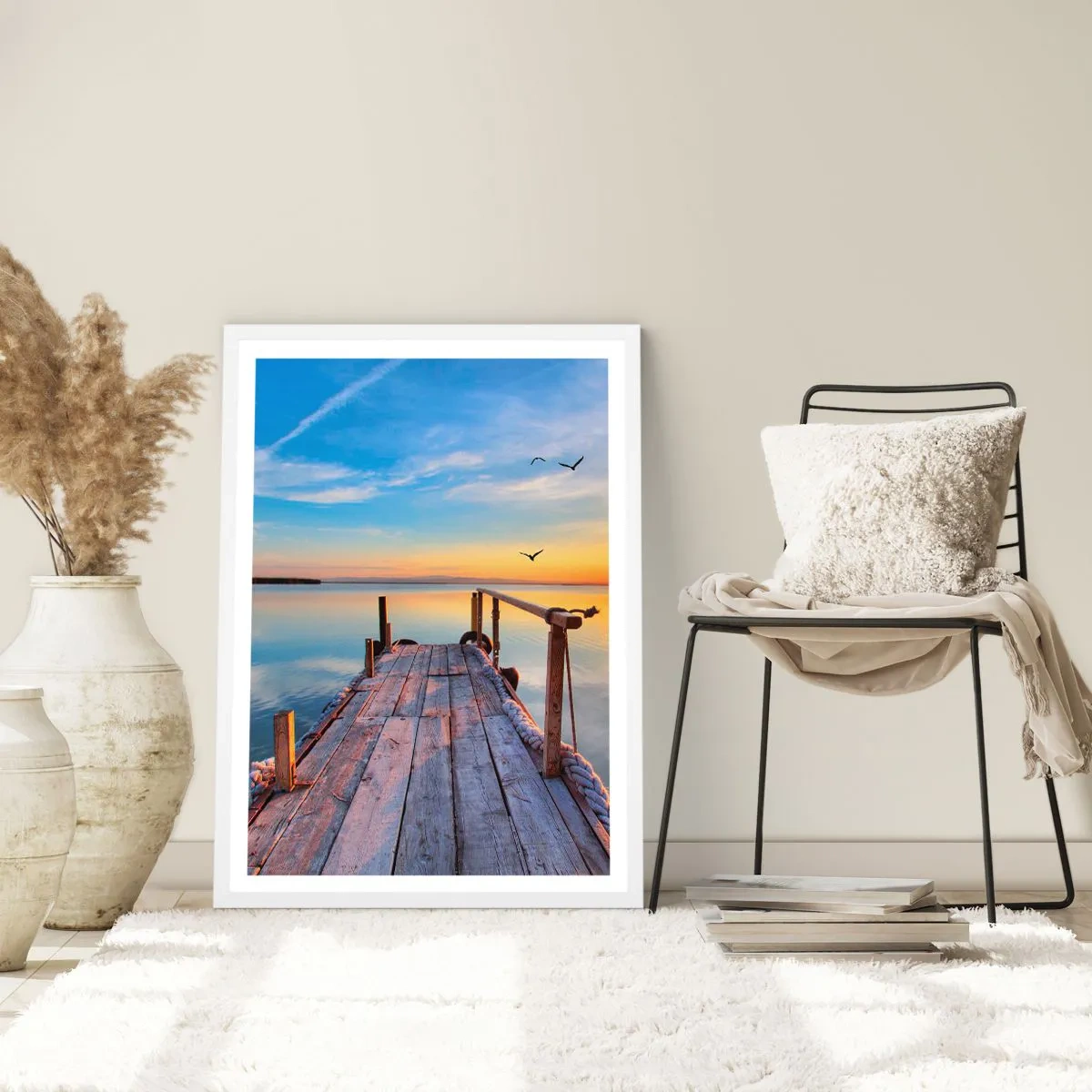 Póster en marco blanco - Caminando hacia el sol - 40x50 cm