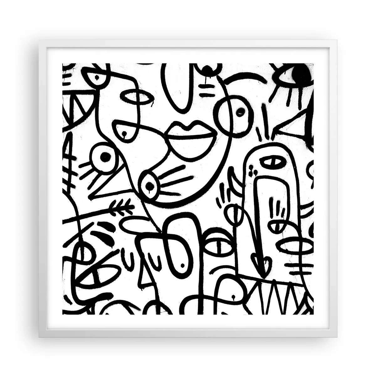 Póster en marco blanco - Rostros y espejismos - 60x60 cm