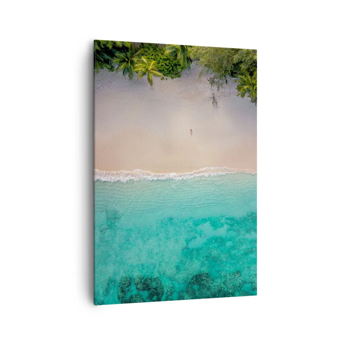 Cuadro sobre lienzo - Impresión de Imagen - Vista aérea de una playa tropical con agua turquesa. - 70x100cm - Playa del paraíso - Decoración de pared moderna para salón y dormitorio ARTTOR