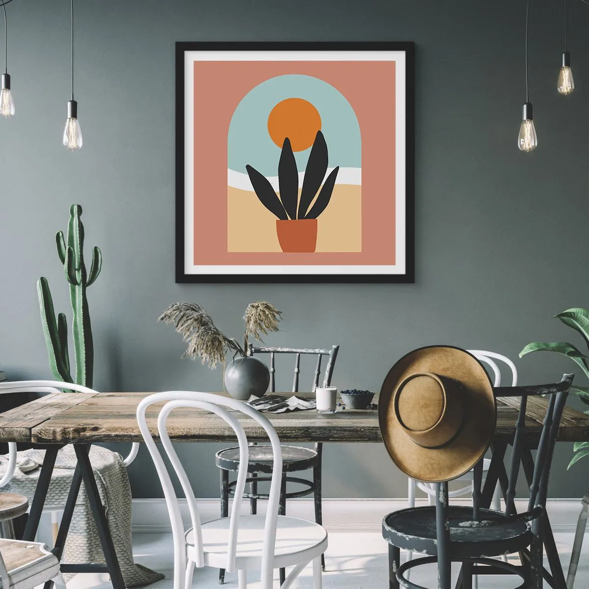 Póster en marco negro - Pequeñas alegrías - 40x40 cm