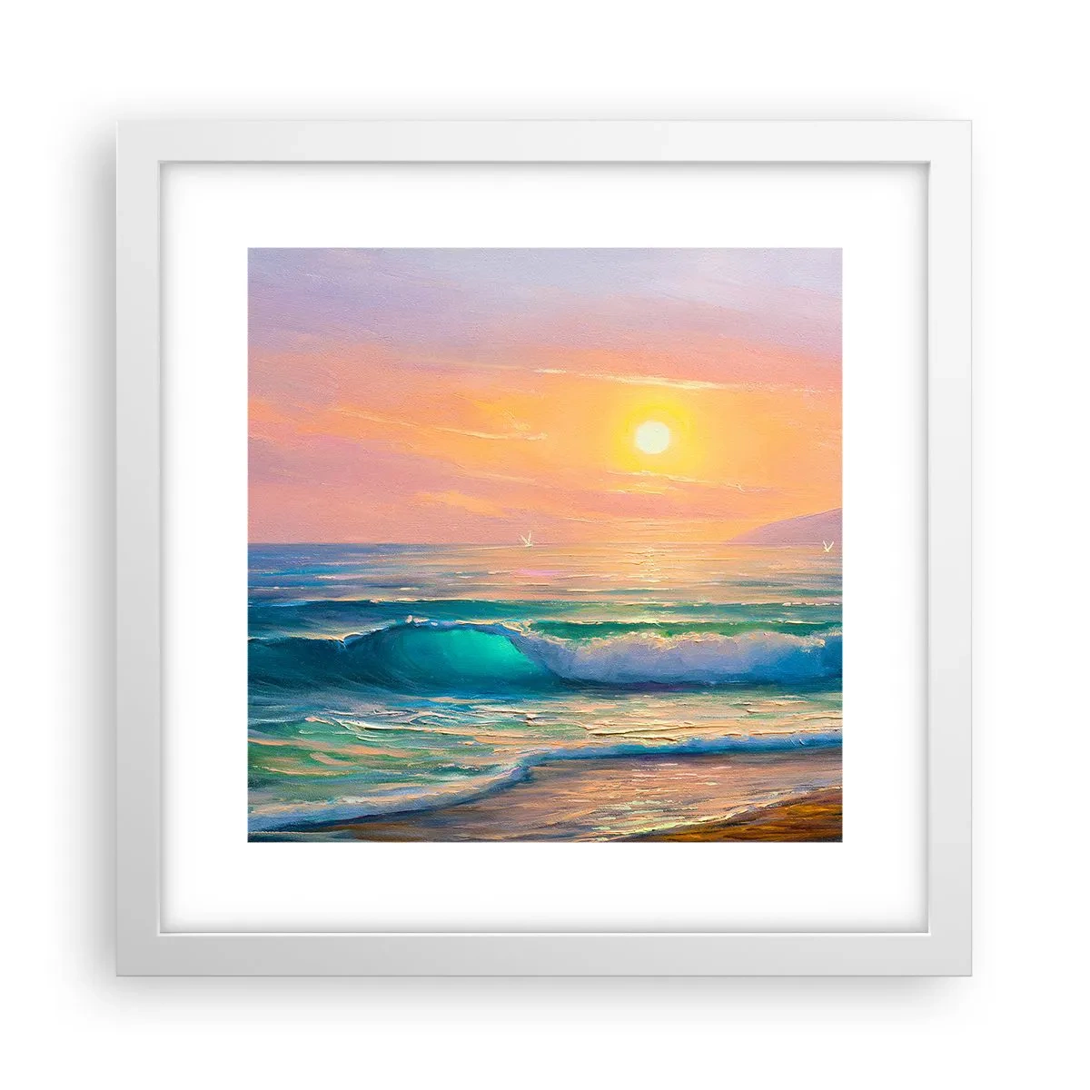 Póster en marco blanco - El canto turquesa de las olas - 30x30 cm