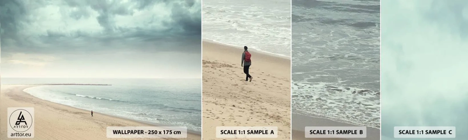 Muestra De Fotomural Standard Eco - En busca de la paz - Mar, Playa, Caminar - 100x30 cm