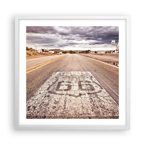 Póster en marco blanco - Mother Road: una leyenda americana - 50x50 cm