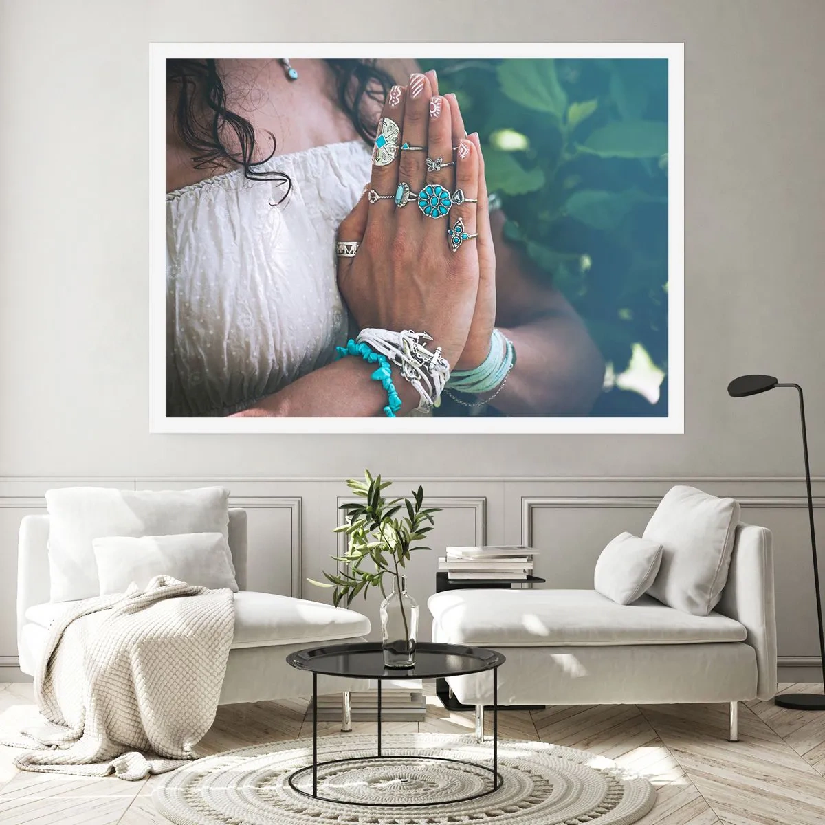 Póster - Manos decoradas con joyas boho - 100x70cm - Conocimiento interior - Decoración de pared moderna para salón y dormitorio ARTTOR
