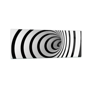Cuadro sobre vidrio - Impresiones sobre Vidrio - Una espiral en blanco y negro que crea un efecto hipnótico. - 140x50cm - ¿Tampoco puedes resistirte? - Decoración de pared moderna para salón y dormitorio ARTTOR