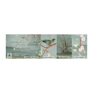 Muestra De Fotomural Standard Eco - Primavera, ah, eres tú - Pastel, Aves, flores - 100x30 cm