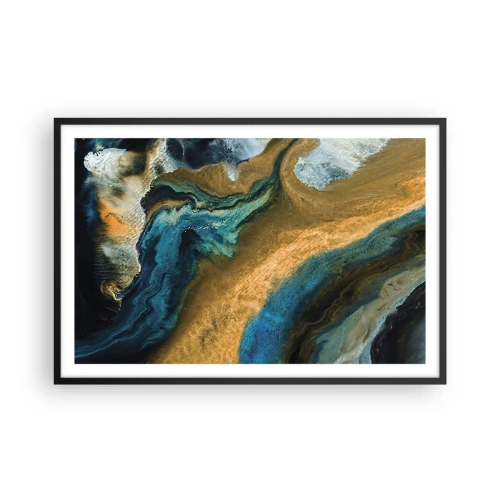 Póster en marco negro - Azul - amarillo - influencia mutua - 91x61 cm