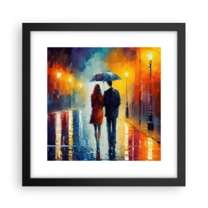 Póster en marco negro - Juntos en una noche llena de color - 30x30 cm