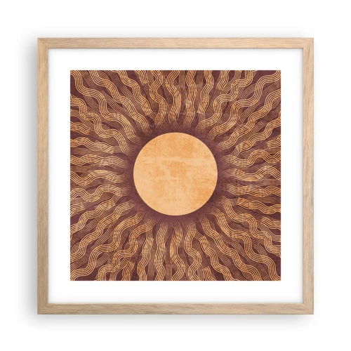 Póster en marco roble claro - Icono del sol - 40x40 cm
