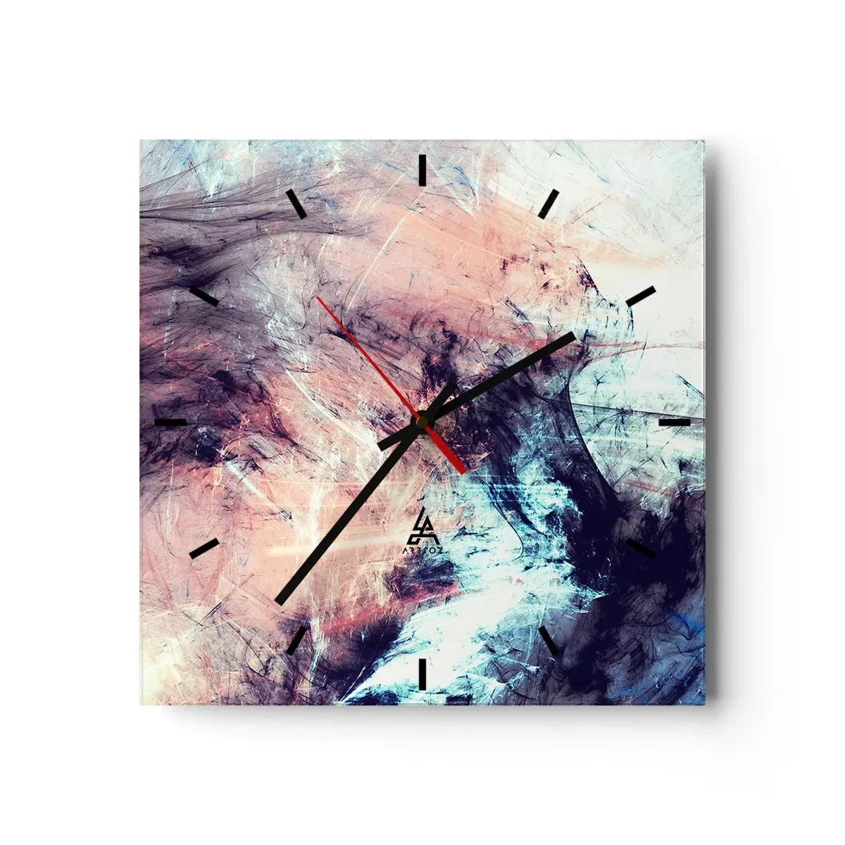 Reloj de pared - Reloj de vidrio - Composición abstracta en tonos pastel y oscuros. - 30x30cm - Siente el viento - Decoración de pared moderna para salón y dormitorio ARTTOR