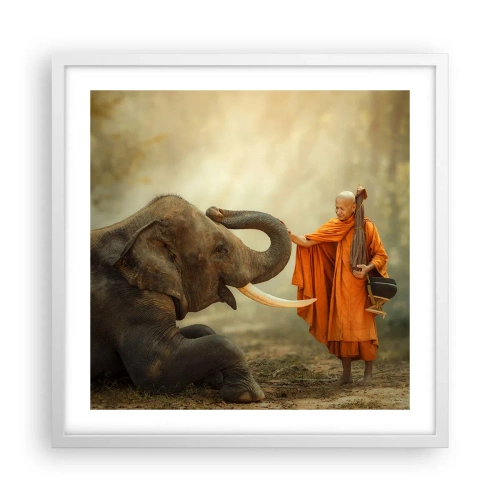 Póster en marco blanco - Un encuentro en un viaje - 50x50 cm