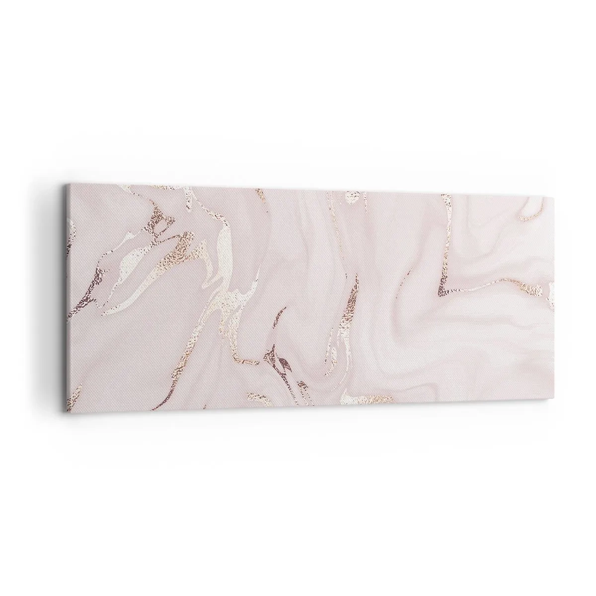 Cuadro sobre lienzo - Impresión de Imagen - Elegante abstracción en tonos rosa y dorado. - 120x50cm - En rosa - Decoración de pared moderna para salón y dormitorio ARTTOR