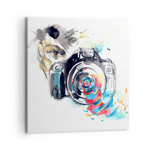Cuadro sobre lienzo - Impresión de Imagen - En el objetivo - 60x60 cm