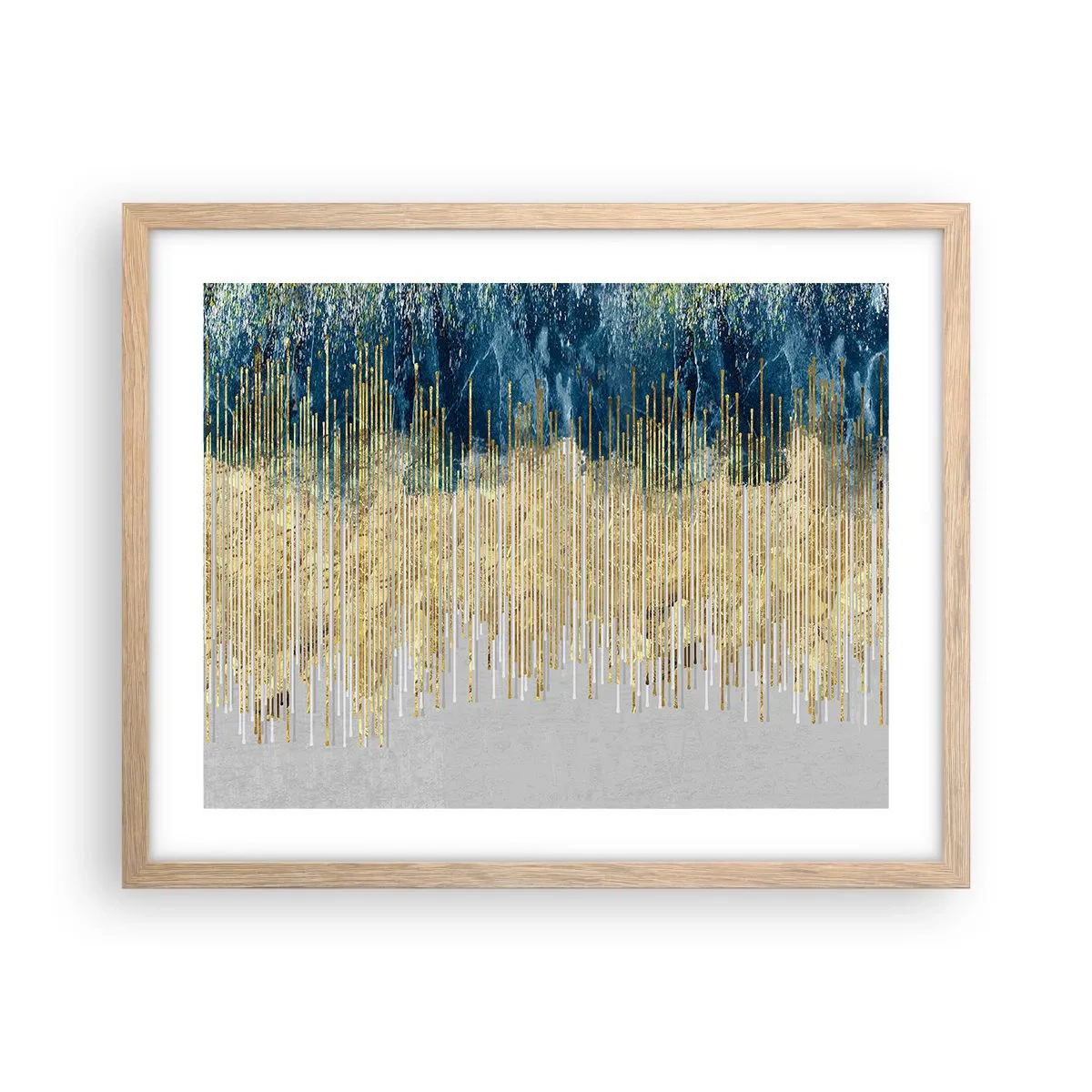 Póster en marco roble claro - Frontera de líneas doradas - 50x40 cm