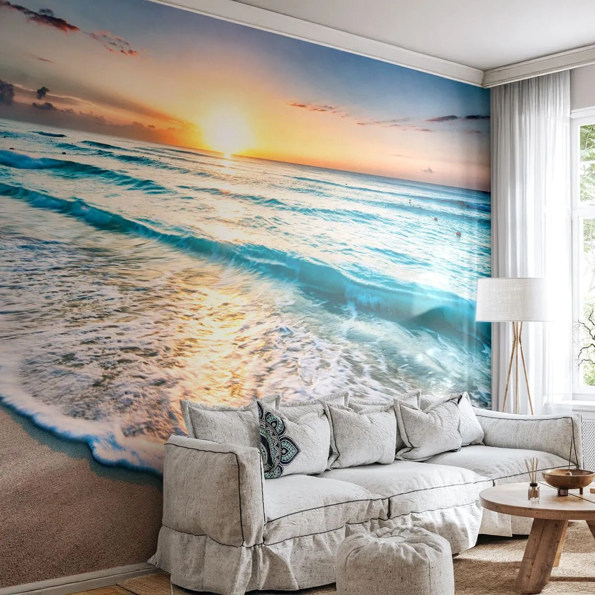 Fotomural Premium Sand - Un espectáculo digno de ver - Paisaje, Playa, Atardecer - 100x70 cm