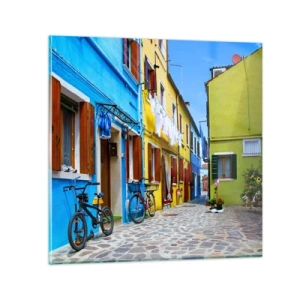 Cuadro sobre vidrio - Impresiones sobre Vidrio - Callejón dulce de color pastel - 40x40 cm