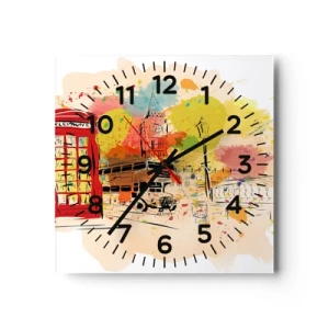 Reloj de pared - Reloj de vidrio - Una ciudad de la diversidad - 40x40 cm