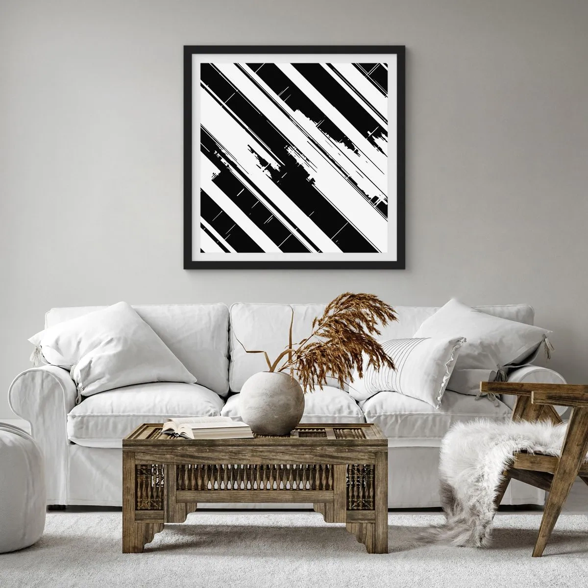 Póster en marco negro - Composición intensa y dinámica - 40x40 cm