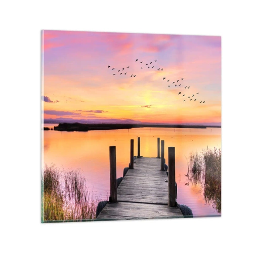 Cuadro sobre vidrio - Impresiones sobre Vidrio - Violeta amanecer silencioso - 40x40 cm