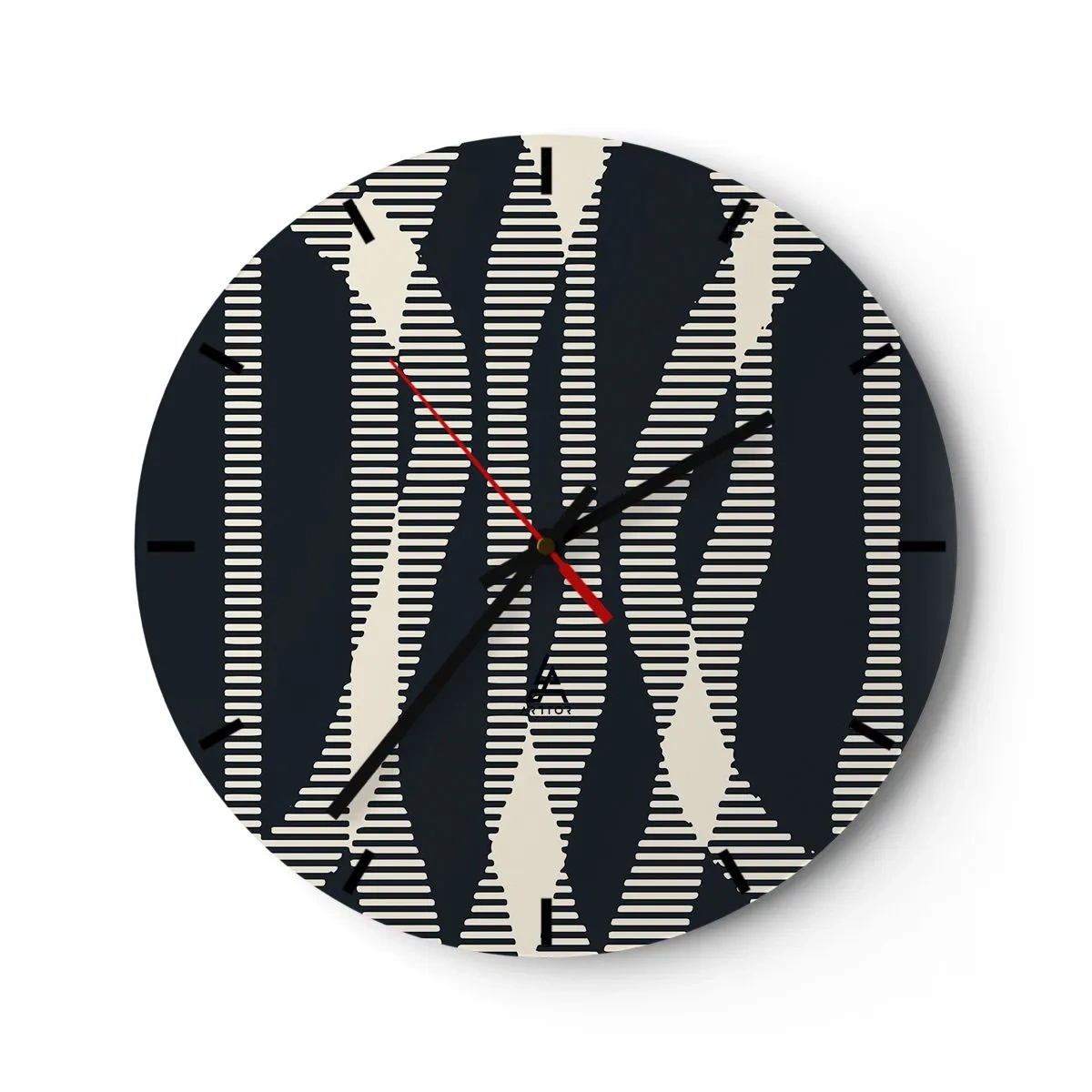 Reloj de pared - Reloj de vidrio - Patrón de rayas negras y beige con efecto óptico. - 30x30cm - Un intento de romper la oscuridad - Decoración de pared moderna para salón, cocina y dormitorio ARTTOR