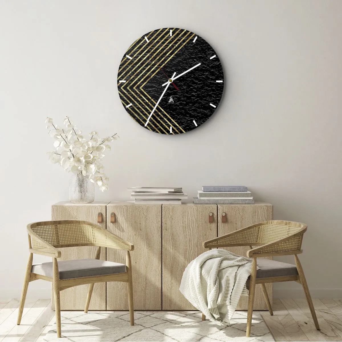Reloj de pared - Reloj de vidrio - Geometría al estilo glamour - 30x30 cm