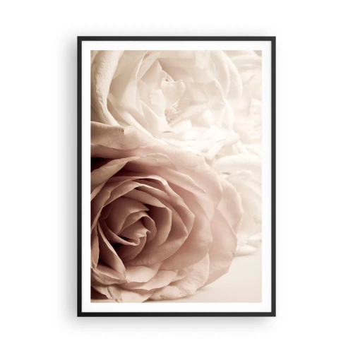 Póster en marco negro - En el corazón de una rosa - 70x100 cm