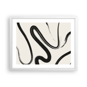 Póster en marco blanco - Fantasía en blanco y negro - 50x40 cm