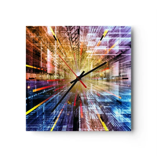 Reloj de pared - Reloj de vidrio - Luces dinámicas en un pasillo futurista - 30x30cm - Un pasillo luminoso - Decoración de pared moderna para salón y dormitorio ARTTOR
