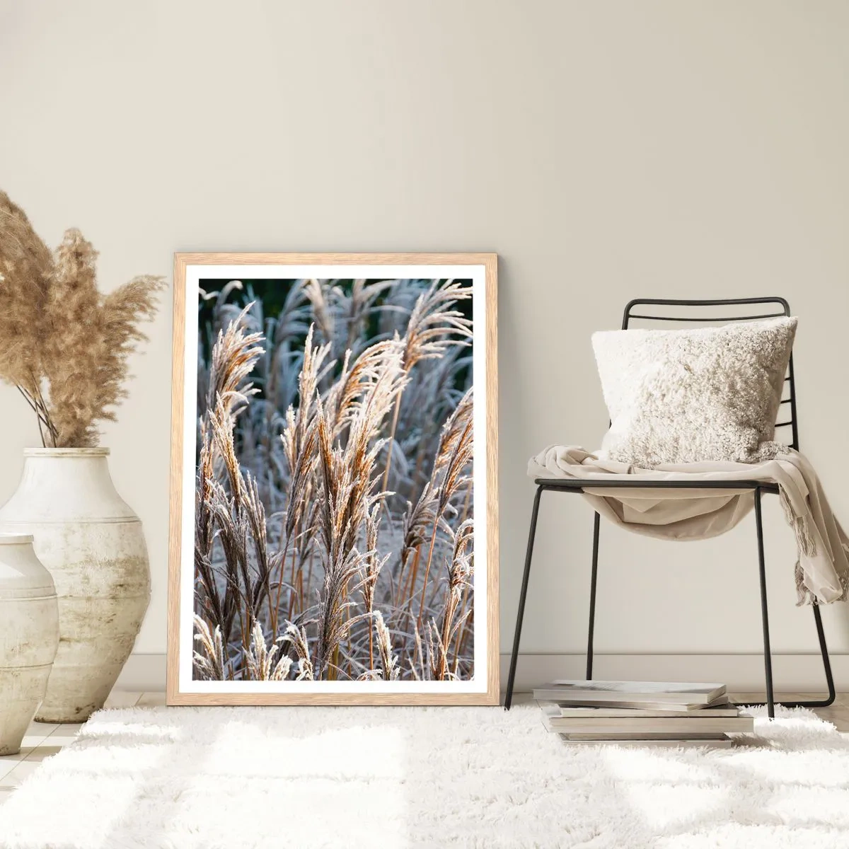 Póster en marco roble claro - Campos y campos - 61x91 cm